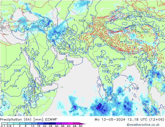 Z500/Rain (+SLP)/Z850 ECMWF 星期一 13.05.2024 18 UTC
