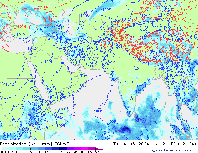 Z500/Rain (+SLP)/Z850 ECMWF mar 14.05.2024 12 UTC