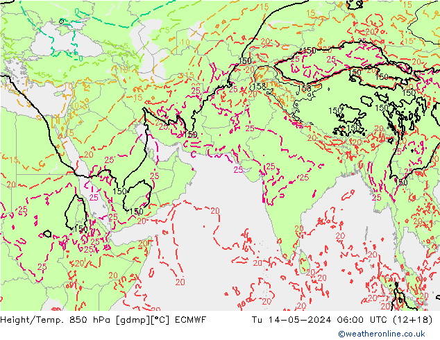 Height/Temp. 850 hPa ECMWF mar 14.05.2024 06 UTC