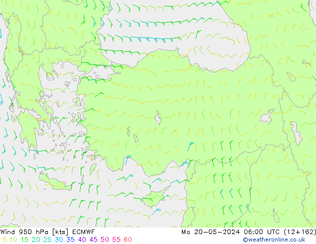 Wind 950 hPa ECMWF Mo 20.05.2024 06 UTC