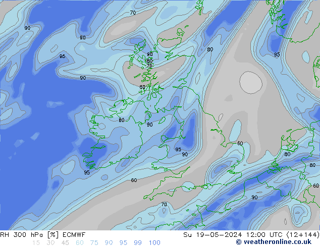 RH 300 hPa ECMWF So 19.05.2024 12 UTC