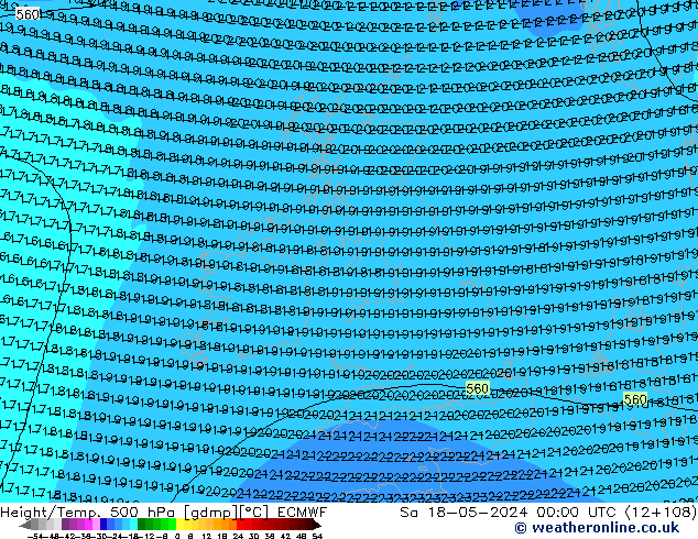 Z500/Rain (+SLP)/Z850 ECMWF Sáb 18.05.2024 00 UTC