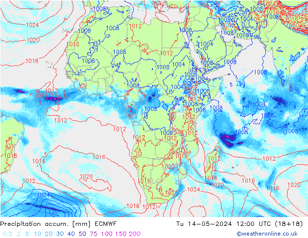 Precipitation accum. ECMWF wto. 14.05.2024 12 UTC