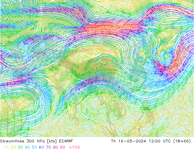 ветер 300 гПа ECMWF чт 16.05.2024 12 UTC
