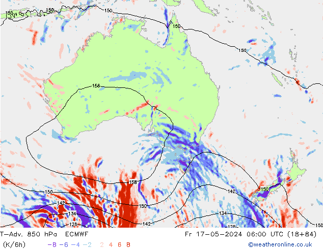 T-Adv. 850 hPa ECMWF Cu 17.05.2024 06 UTC