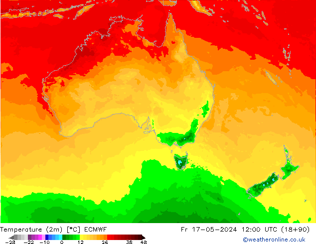 Temperatura (2m) ECMWF ven 17.05.2024 12 UTC