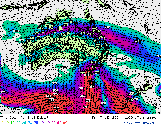 Wind 500 hPa ECMWF vr 17.05.2024 12 UTC