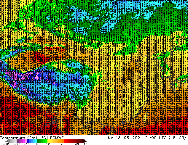 温度图 ECMWF 星期一 13.05.2024 21 UTC