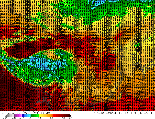 温度图 ECMWF 星期五 17.05.2024 12 UTC