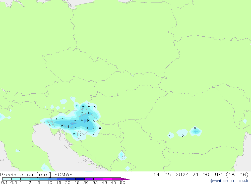 Neerslag ECMWF di 14.05.2024 00 UTC