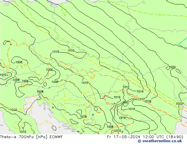 Theta-e 700hPa ECMWF vr 17.05.2024 12 UTC