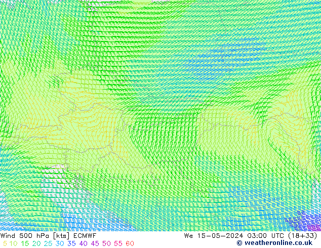 Wind 500 hPa ECMWF We 15.05.2024 03 UTC