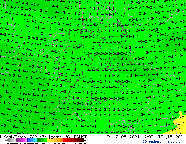 Height/Temp. 700 hPa ECMWF 星期五 17.05.2024 12 UTC