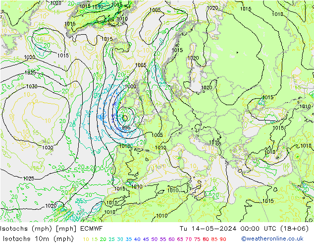 Isotaca (mph) ECMWF mar 14.05.2024 00 UTC