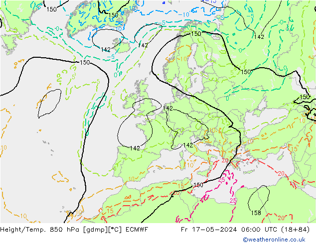 Yükseklik/Sıc. 850 hPa ECMWF Cu 17.05.2024 06 UTC
