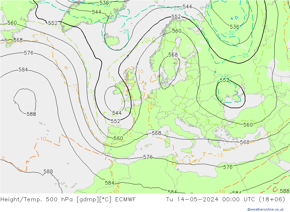 Height/Temp. 500 hPa ECMWF Tu 14.05.2024 00 UTC