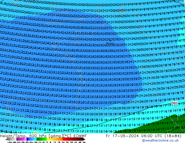 Z500/Rain (+SLP)/Z850 ECMWF Sex 17.05.2024 06 UTC