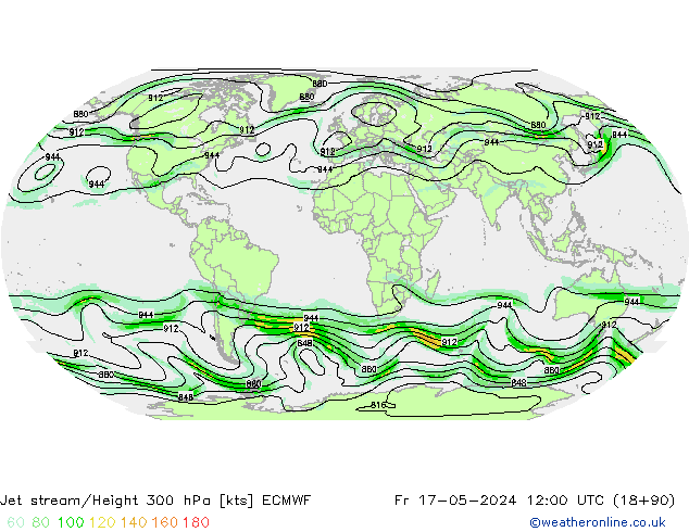 Jet stream/Height 300 hPa ECMWF Fr 17.05.2024 12 UTC