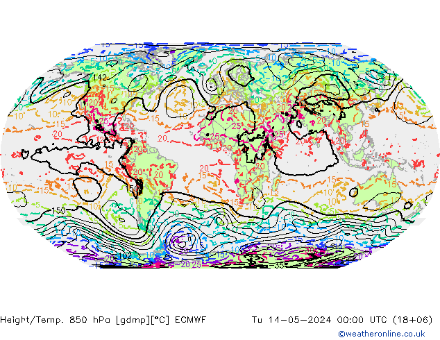 Height/Temp. 850 hPa ECMWF Tu 14.05.2024 00 UTC