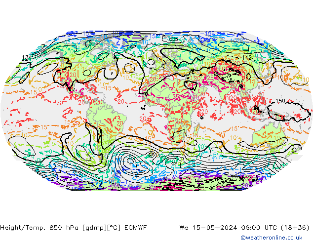 Height/Temp. 850 hPa ECMWF We 15.05.2024 06 UTC