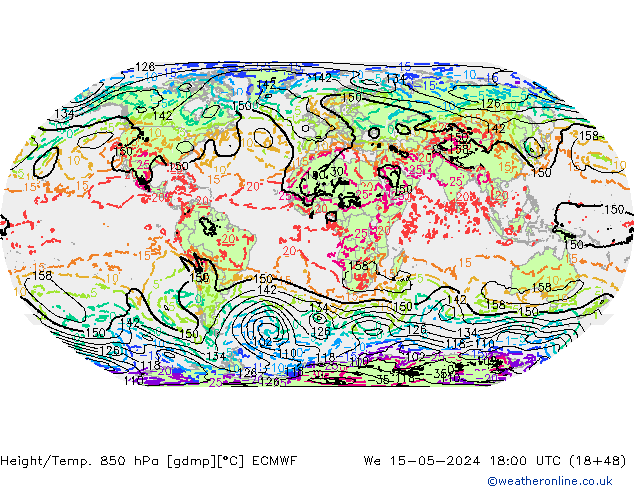 Yükseklik/Sıc. 850 hPa ECMWF Çar 15.05.2024 18 UTC