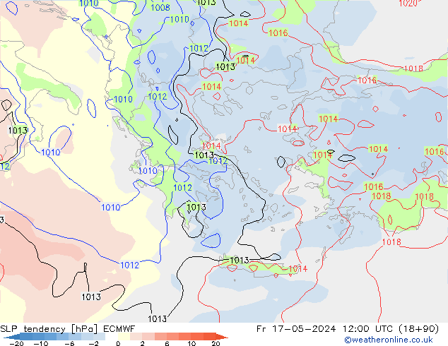 Tendencia de presión ECMWF vie 17.05.2024 12 UTC