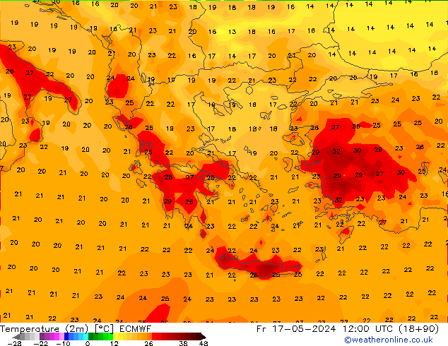 карта температуры ECMWF пт 17.05.2024 12 UTC