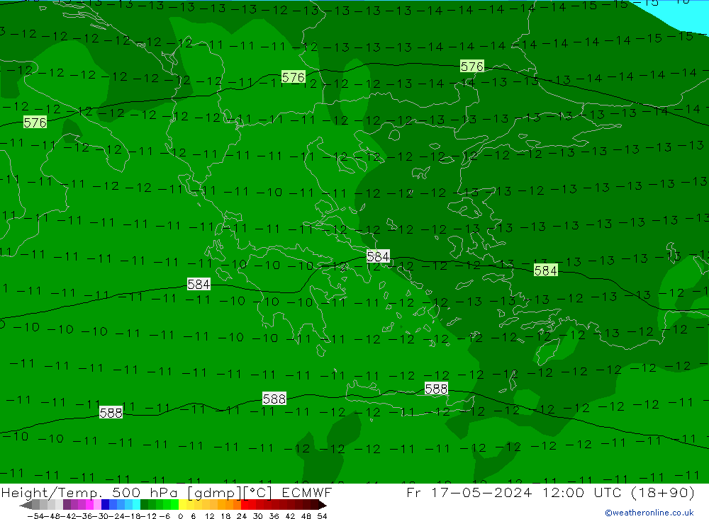 Height/Temp. 500 hPa ECMWF Fr 17.05.2024 12 UTC