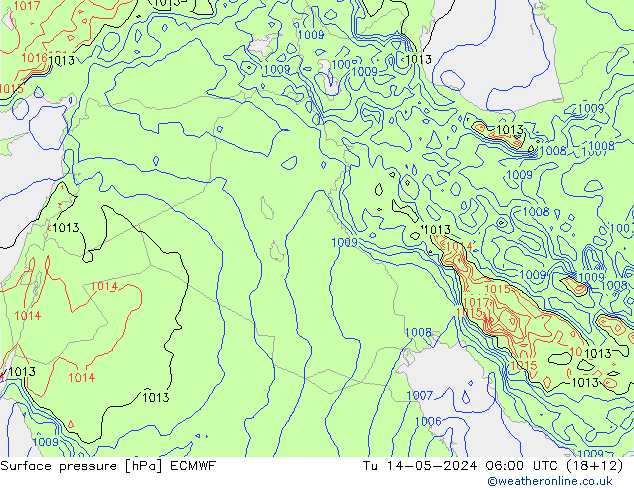 приземное давление ECMWF вт 14.05.2024 06 UTC