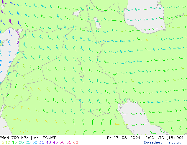 Wind 700 hPa ECMWF vr 17.05.2024 12 UTC