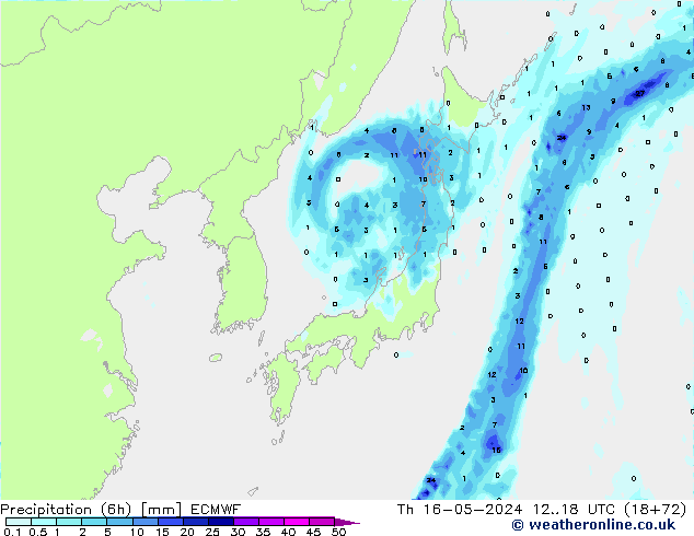 Yağış 6sa/Rüz. 10m/950 ECMWF Per 16.05.2024 18 UTC