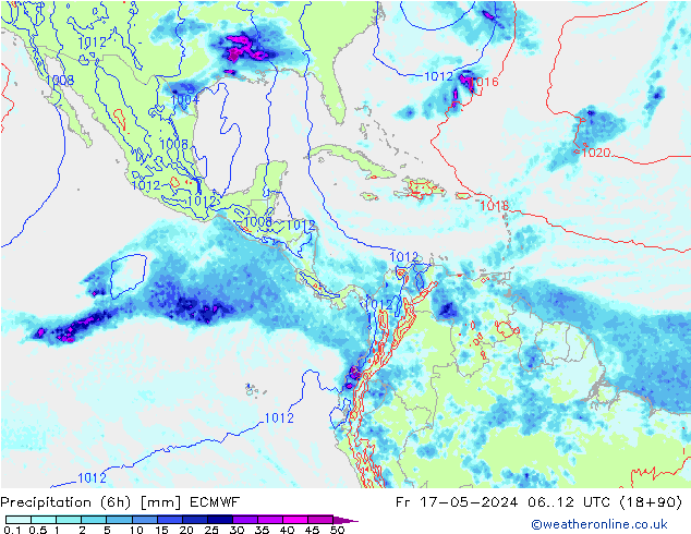 Z500/Rain (+SLP)/Z850 ECMWF Fr 17.05.2024 12 UTC