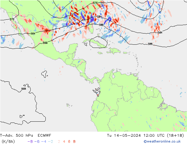 T-Adv. 500 hPa ECMWF Sa 14.05.2024 12 UTC