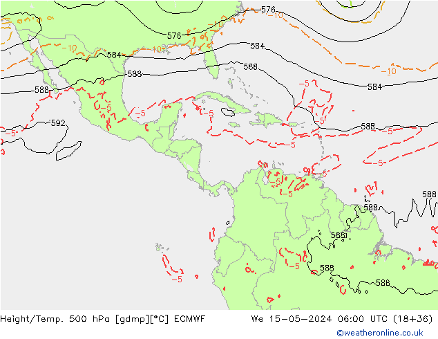 Hoogte/Temp. 500 hPa ECMWF wo 15.05.2024 06 UTC