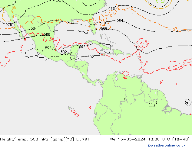 Z500/Rain (+SLP)/Z850 ECMWF Mi 15.05.2024 18 UTC