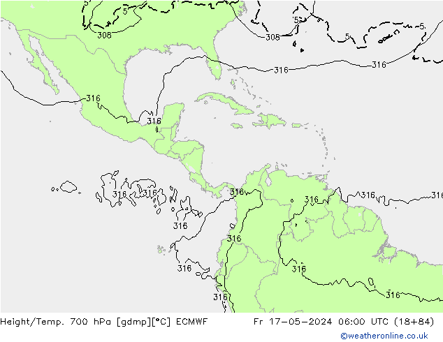 Height/Temp. 700 hPa ECMWF Pá 17.05.2024 06 UTC