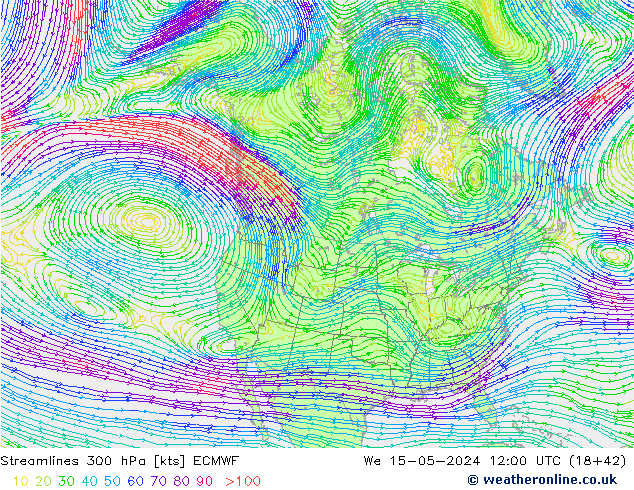 Rüzgar 300 hPa ECMWF Çar 15.05.2024 12 UTC