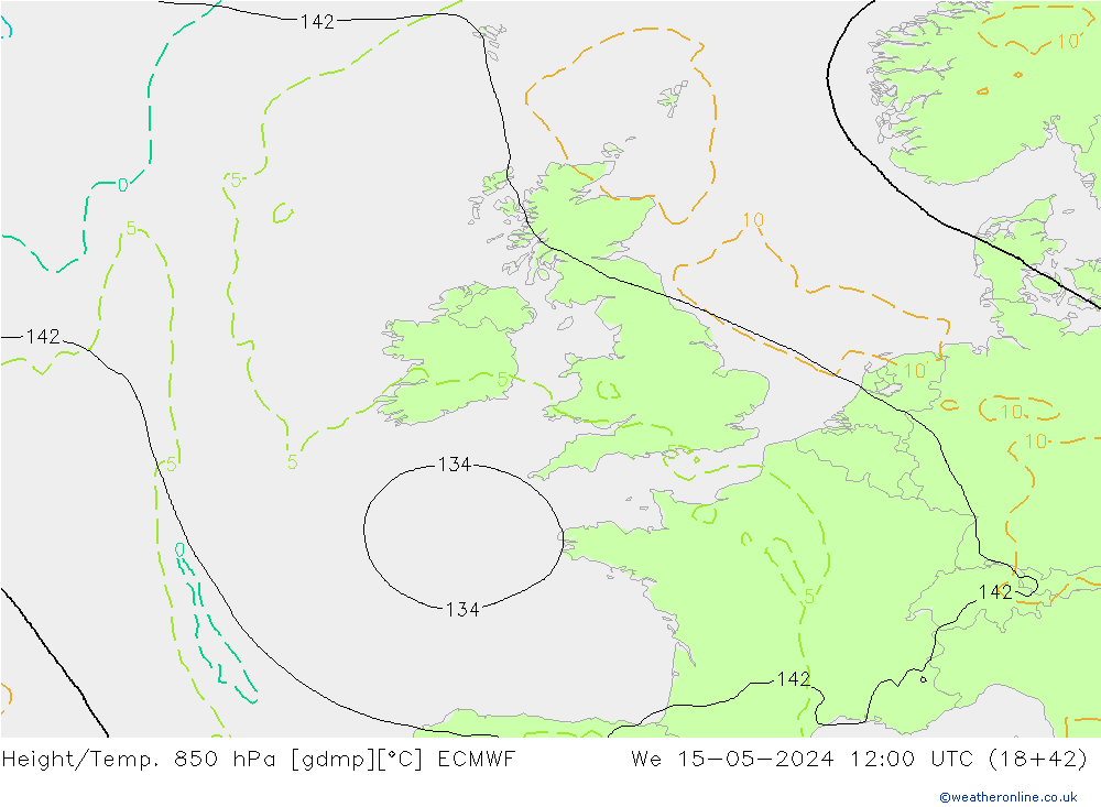 Z500/Rain (+SLP)/Z850 ECMWF mer 15.05.2024 12 UTC