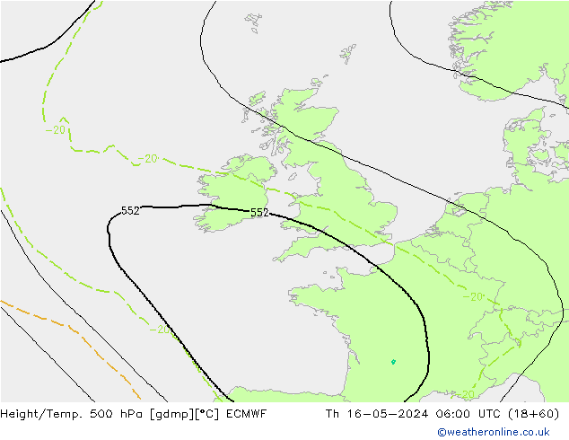 Z500/Rain (+SLP)/Z850 ECMWF jue 16.05.2024 06 UTC