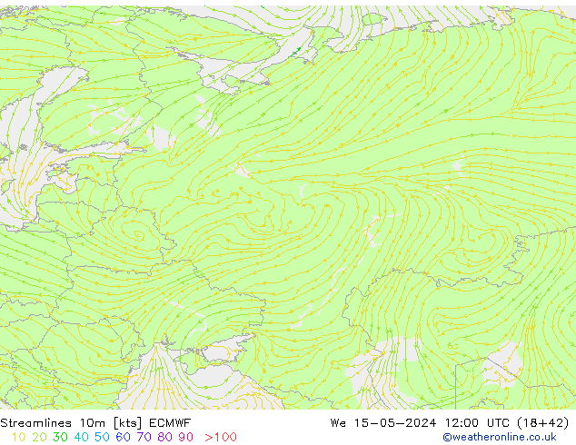 Rüzgar 10m ECMWF Çar 15.05.2024 12 UTC