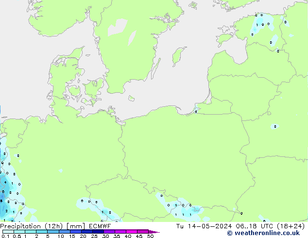Yağış (12h) ECMWF Sa 14.05.2024 18 UTC