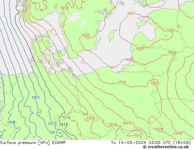 Luchtdruk (Grond) ECMWF di 14.05.2024 03 UTC