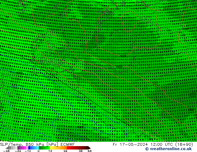 SLP/Temp. 850 hPa ECMWF ven 17.05.2024 12 UTC