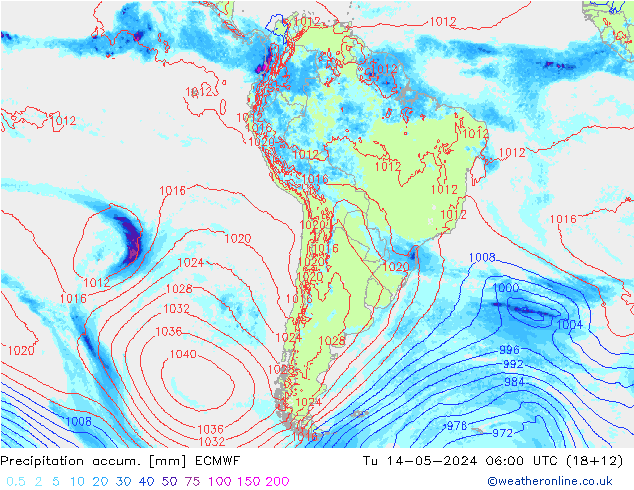 Precipitation accum. ECMWF  14.05.2024 06 UTC