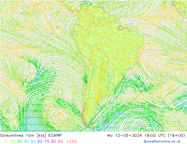 Rüzgar 10m ECMWF Pzt 13.05.2024 18 UTC