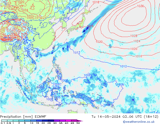 Precipitation ECMWF Tu 14.05.2024 06 UTC