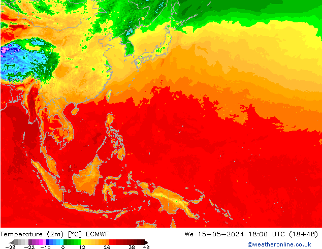 карта температуры ECMWF ср 15.05.2024 18 UTC