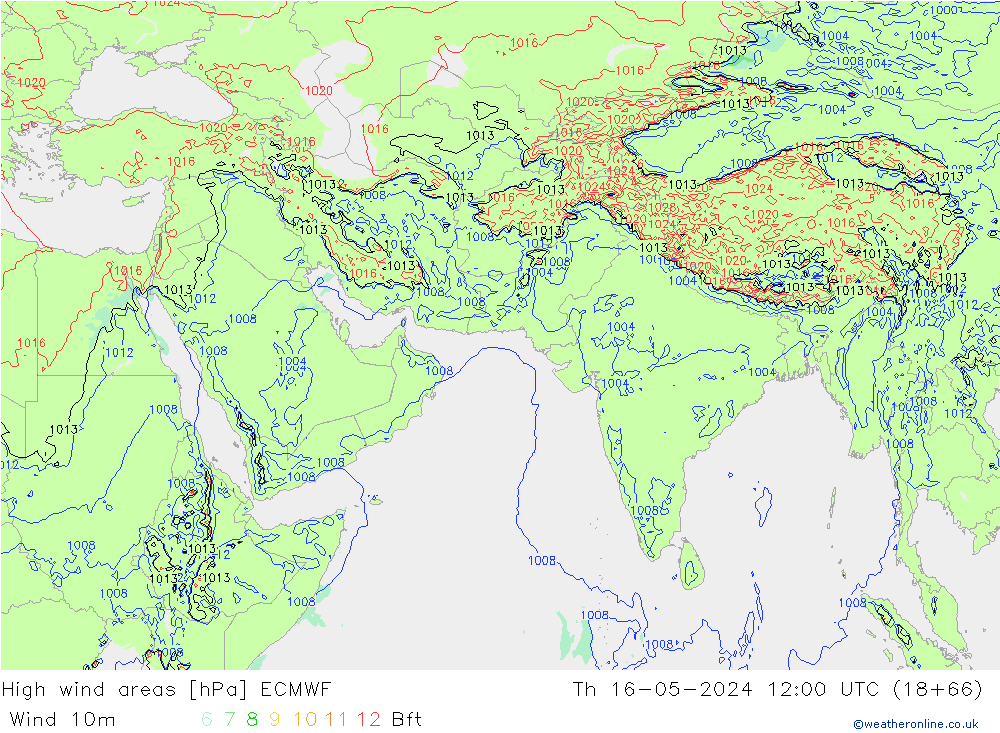 High wind areas ECMWF Qui 16.05.2024 12 UTC