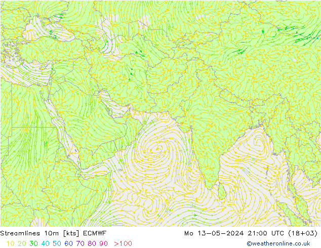 风 10m ECMWF 星期一 13.05.2024 21 UTC