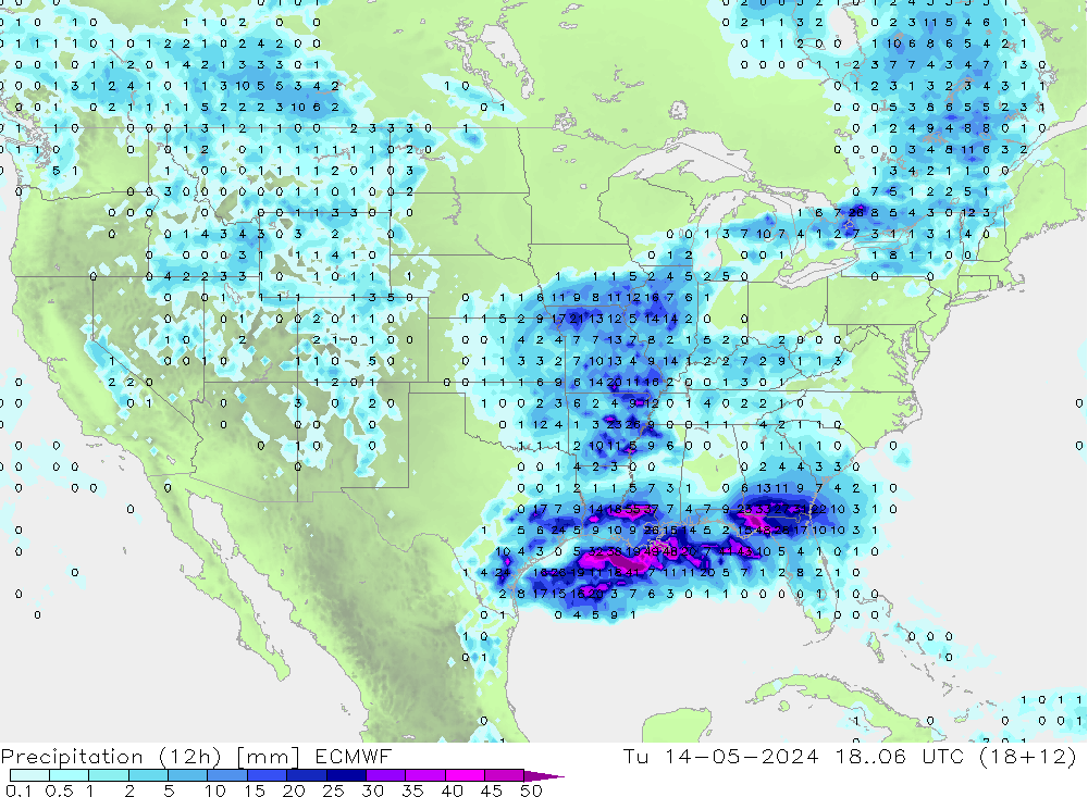 Yağış (12h) ECMWF Sa 14.05.2024 06 UTC